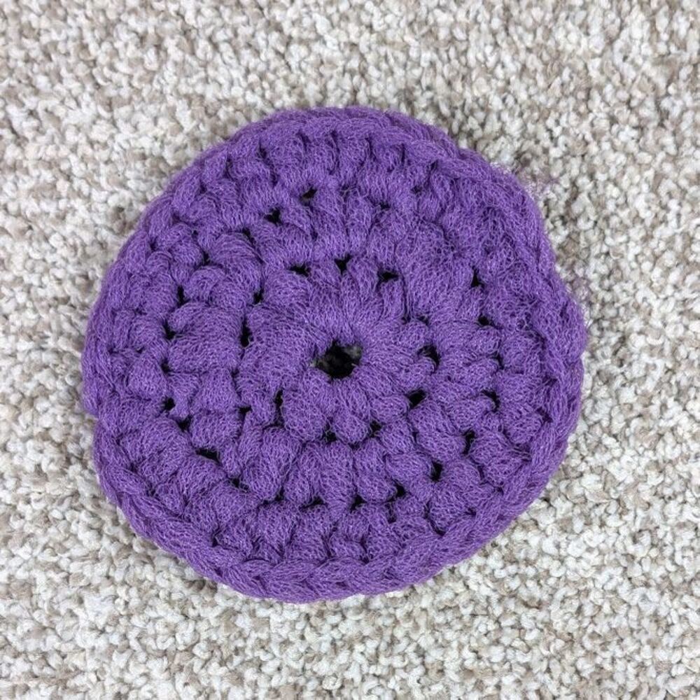 Handmade Purple Crochet Pot Scrubber Round Scour Pad Cleaning Supply